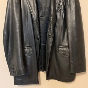 Vintage Black Leather Men’s / Unisex Coat -size 48